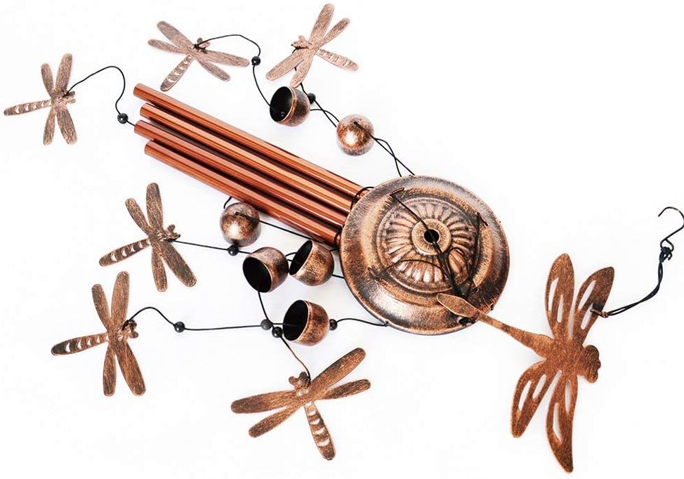 BLESSEDLAND Dragonfly Wind Chimes-4 Hollow Aluminum Tubes -Wind Bells and Dragonflies-Wind Chime with S Hook for Indoor and Outdoor : Garden & Outdoor