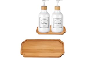 GTTYOWYIN Bamboo Soap Dispenser Tray, Bathroom & Kitchen Countertop Tray, Ideal for Jewelry & Cosmetics