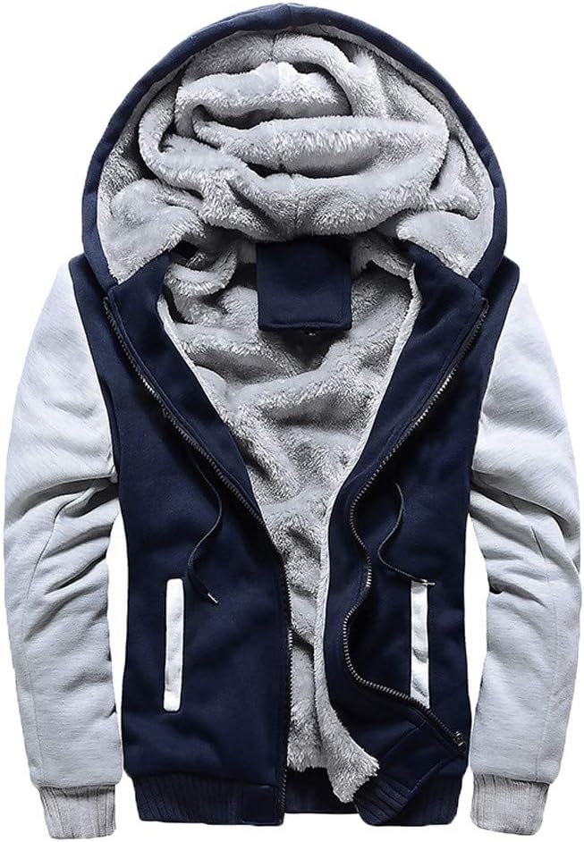 SEWORLD Mens M-5XL Hoodie Winter Warm Fleece Zipper Jacket Outwear Coat