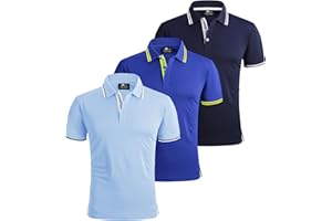 V VALANCH Polo Shirts for Men 3 Pack Golf Shirts Short Sleeve Moisture Wicking Collared Tennis Shirt Casual Stylish