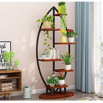 Large Creative Curved Steel Plant Stand, Multipurpose Display Stand for FlowersBooksBonsai, Indoor Bonsai Display Shelf for Living