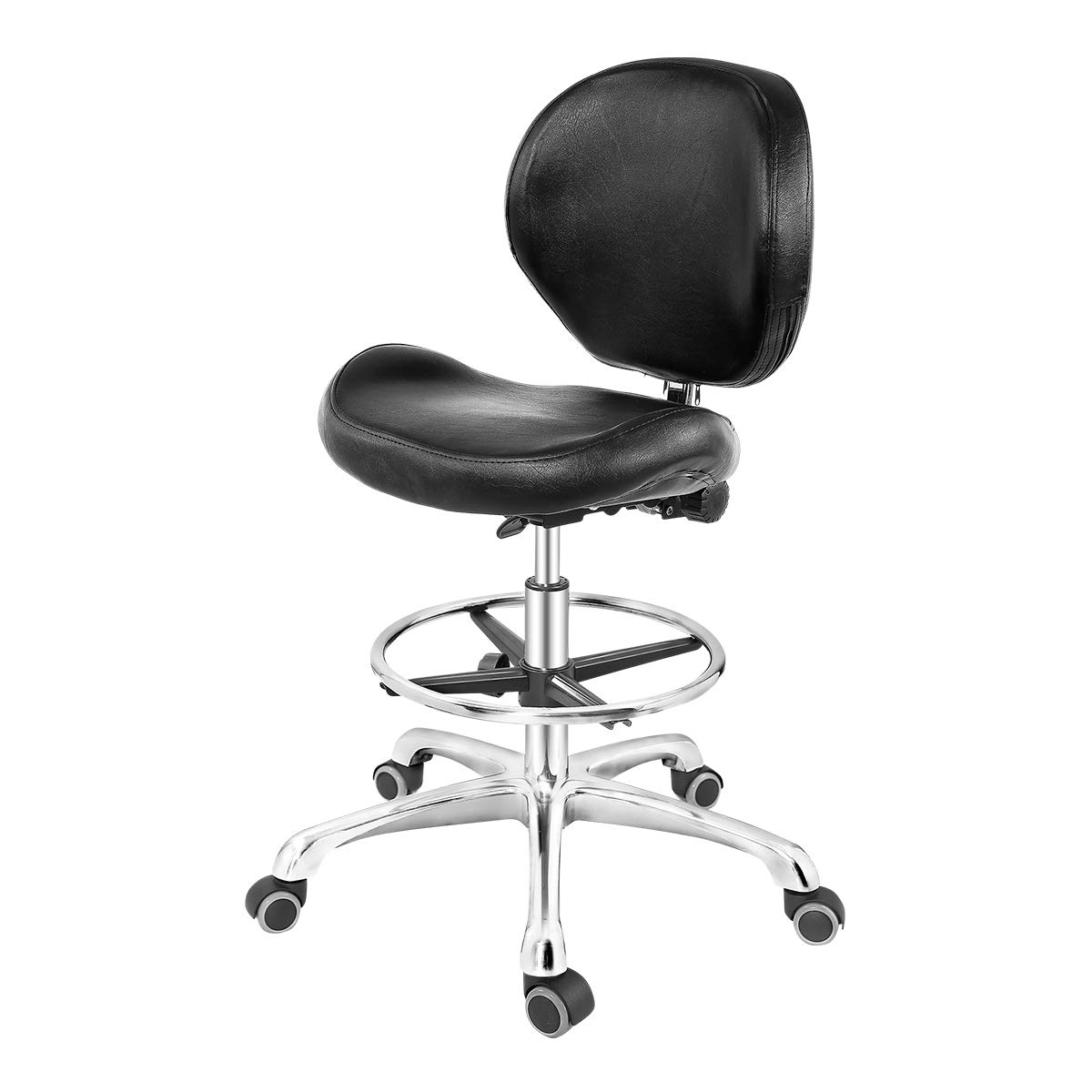 Grace & Grace Rolling Drafting Chair Height Adjustable Stool with Backrest and Footrest for Computer,Studio,Workshop,Classroom, Lab, Counter, Home Office, Work from Home Chair, Home Desk Chair