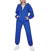 Arshiner Girls 2 Piece Outfits Jogger Sets Zip Up Hoodie Sweatshirts and Sweatpants with Pockets Tracksuits Sweatsuits