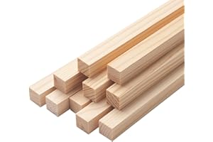 COOWAYZE Square Wooden Dowel Rods, 10 PCS 5/8" x 12" Square Wood Dowel Rods Wooden Sticks for Crafts, Unfinished Hardwood Sticks Wood Strips for Woodworking, Crafting, Arts and DIYers, Home Decor, Model Making