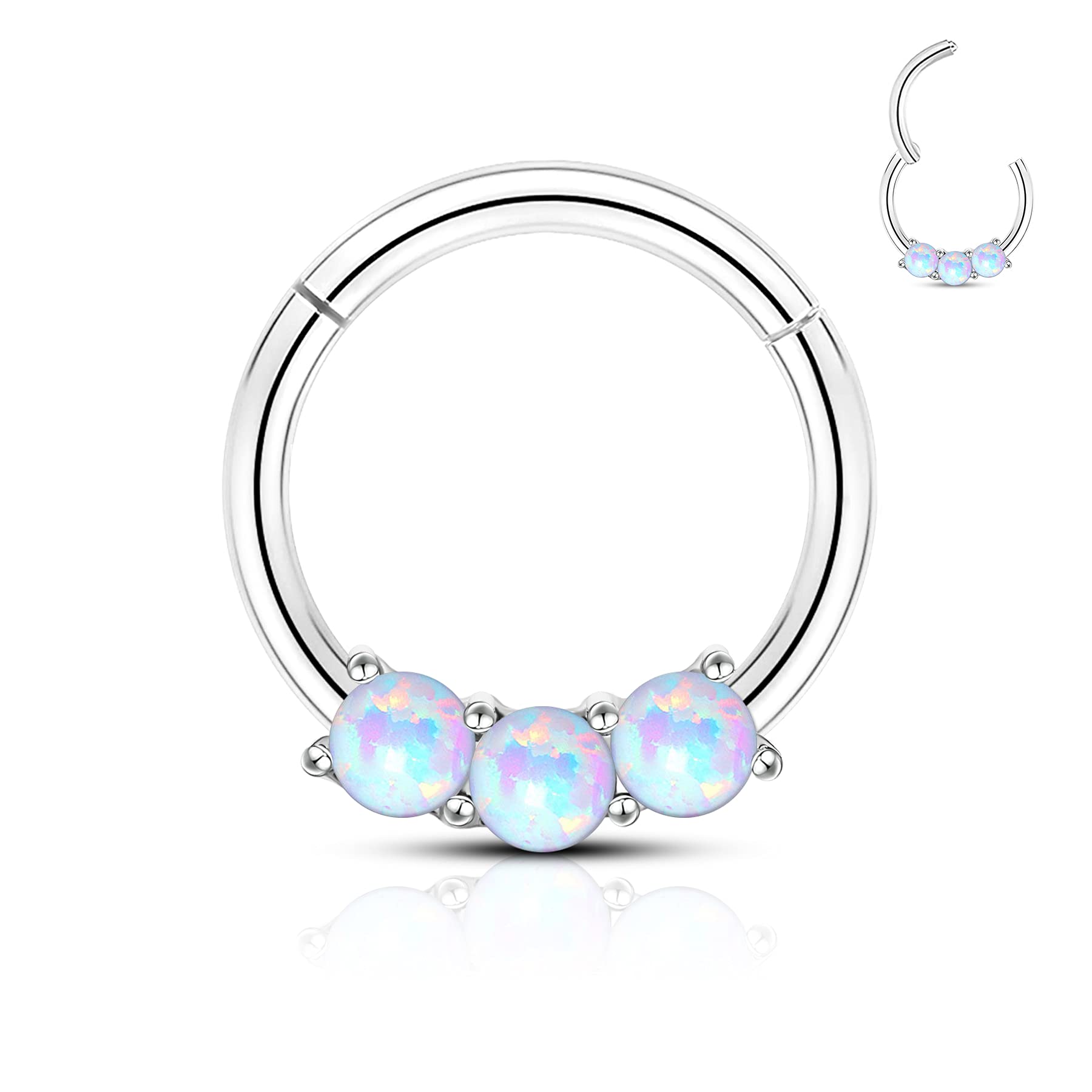 CM Crareesi Mania OPAL Daith Piercing Jewelry 16G 8mm Helix Earrings Cute Cartilage Earring Hoop Stainless Steel Septum Piercing Rings