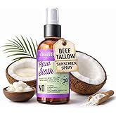GROUNDED LABS Beef Tallow and Zinc Oxide Chemical-Free Sunscreen with 100% Grass-Fed Beef Tallow, Non-Nano Zinc Oxide & Coconut Oil Mineral Sunblock SPF 50, Reef-Safe