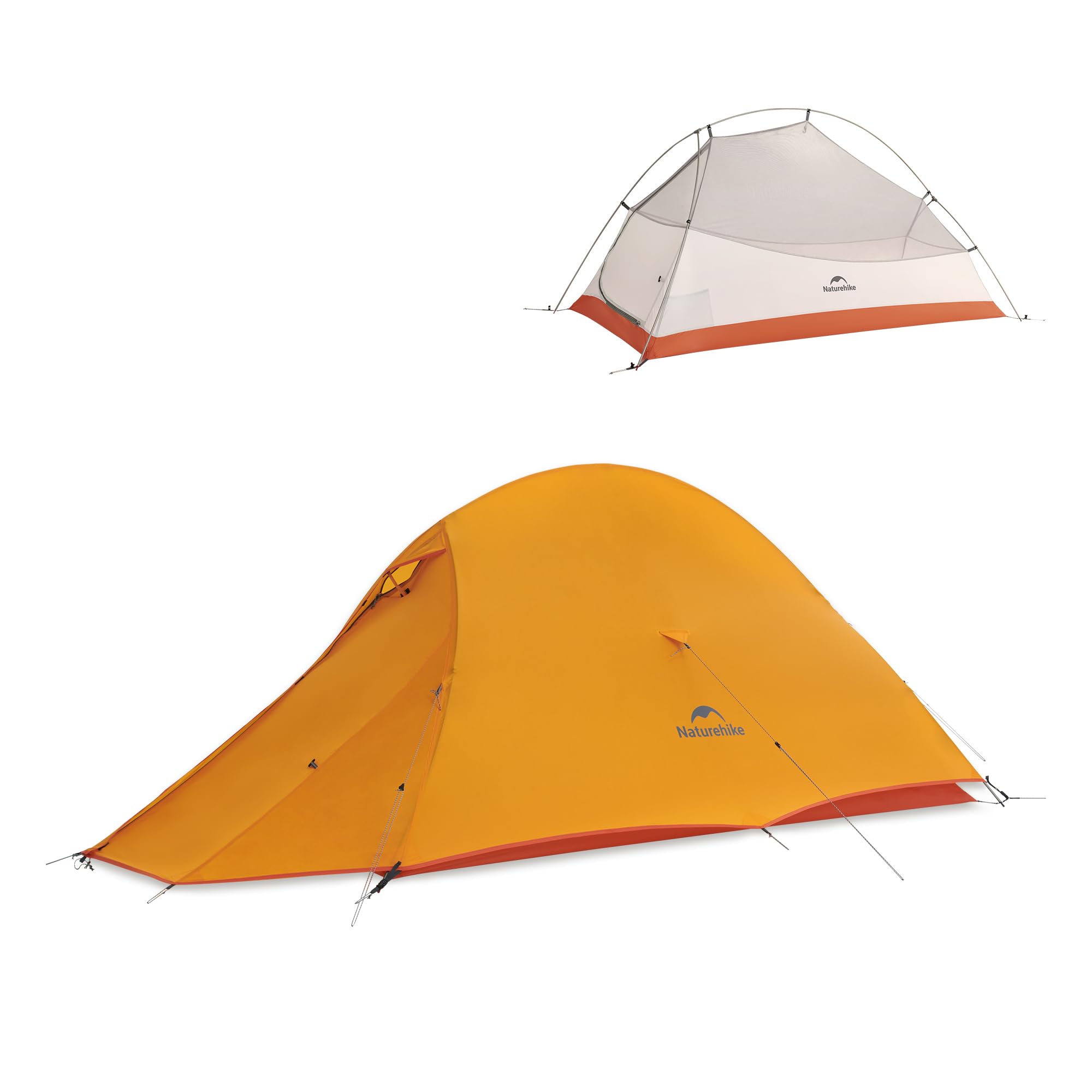 Naturehike Cloud Up Base 1 Man Tent Upgraded Lightweight Camping Tent, Easy Set up Windproof & Waterproof Dome Tent for Outdoor Travelling Trekking (Bright Orange)
