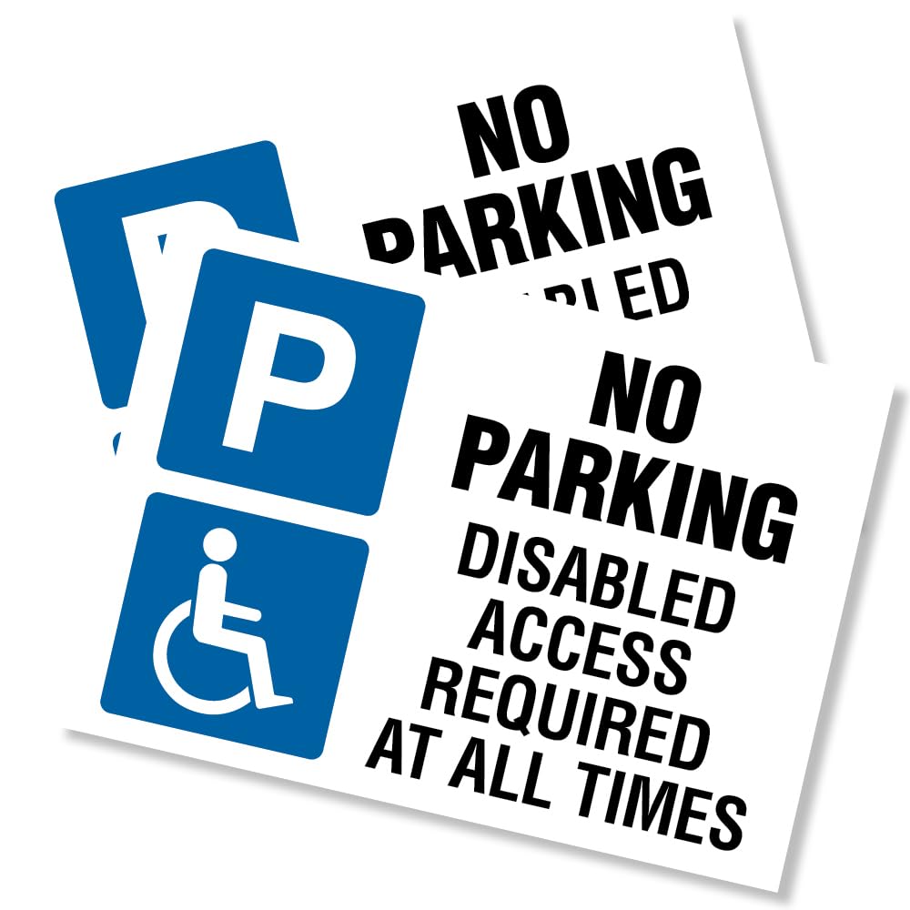 Punkcards - No Parking Disabled Access Required, Safety Warning Sign, 2 x A3 420 x 297mm 3mm Foamex
