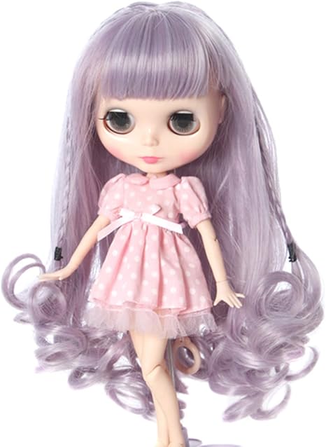 Amazon ドーリア Dollia ブライス ドールウィッグ ロング カール 編み込み 巻き髪 ボブ パープルグレー アレンジ ダブル カラー かわいい カツラ 髪 ネオブライス ドールメイキング 通販
