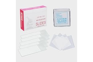 AHHKZT Microscope Accessories Slides and Coverslips Set - 50 Glass Slides & 100 Coverslips, Optically Clear Premium Quality, Lab Experiment Slide Kit Compatible with Most Microscopes
