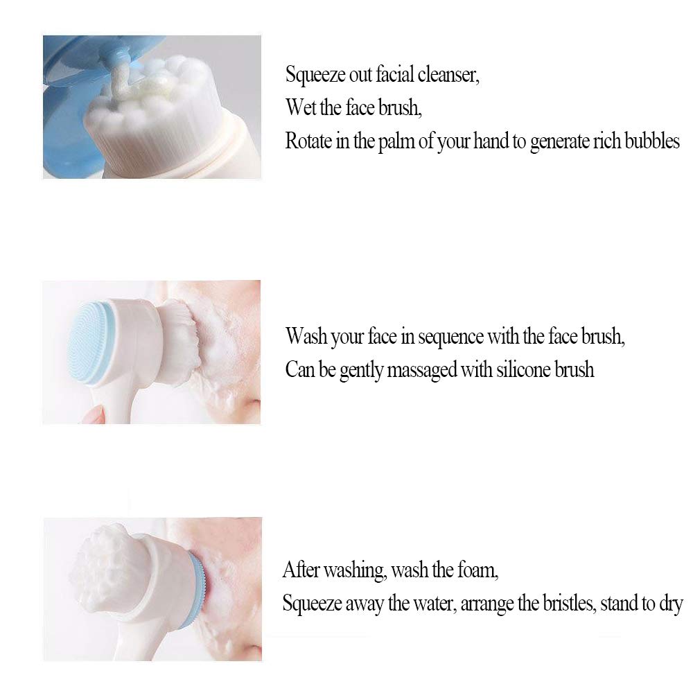 Face Brush - Manual Facial Cleansing Brush And Pore Cleansing Manual Dual Face Brush For Sensitive, Delicate, Dry Skin (Blue): Beauty