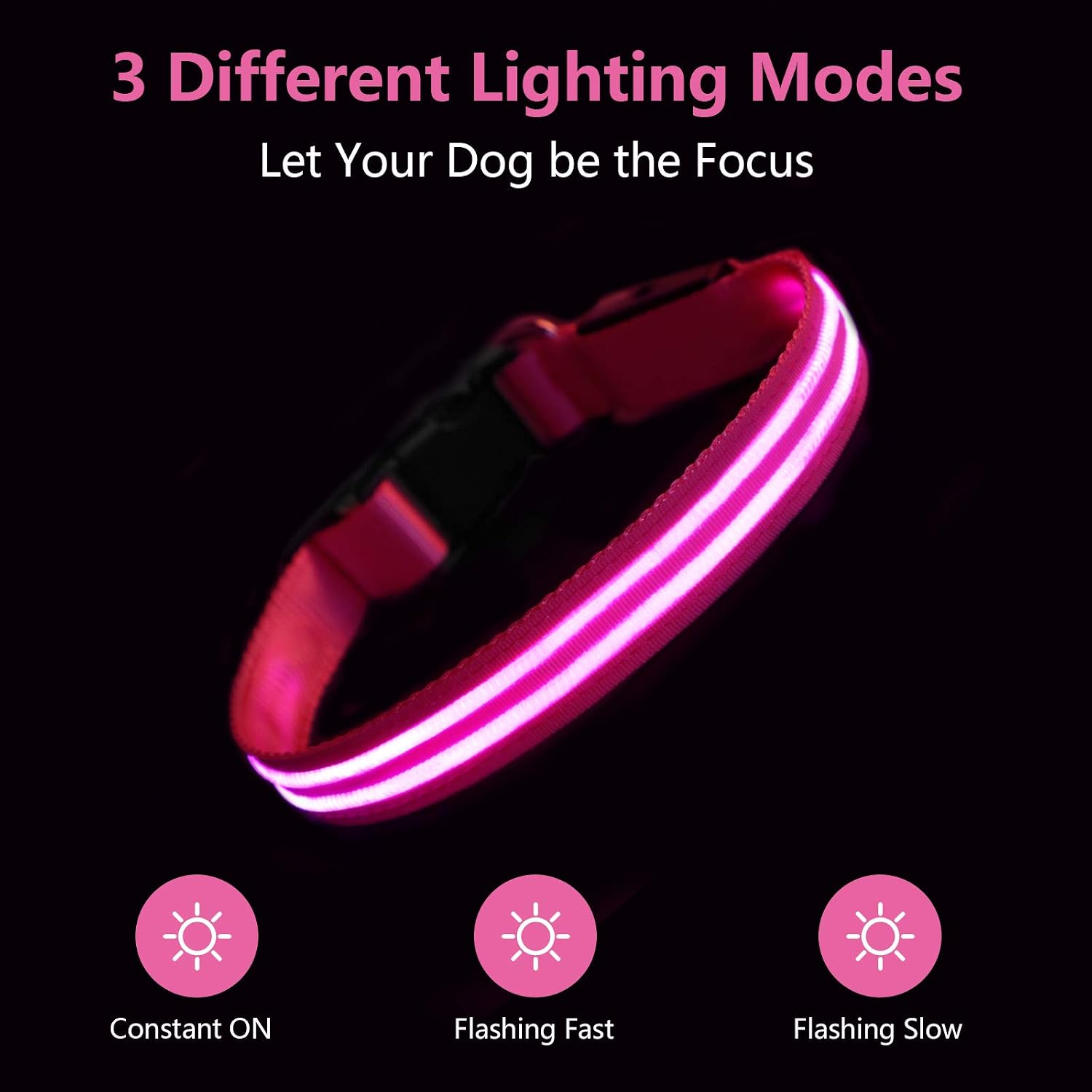 PcEoTllar Light Up Dog Collar, Rechargeable, Waterproof, Adjustable LED Collar for Night, Flashing - Image 4