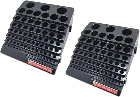 Amazon ドリルスタンド ドリルビット収納ケース 85ホール フライス カッター 3 32mm 2個 ブラック ドリルスタンド