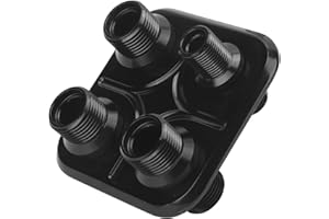 ARAMOX Air Conditioning Bulkhead, 4 Port Air Conditioning Heater Hose Firewall Bulkhead, Fit for Hot Rod Vehicles, for Performance Vehicles (Black)