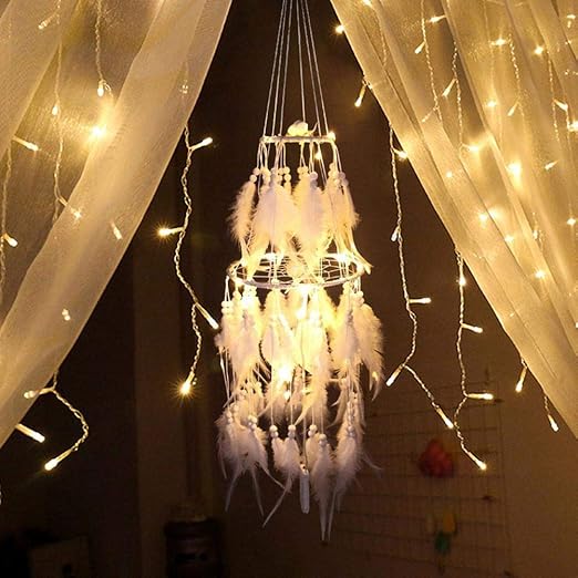 fairy lights hanging from ceiling