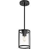Hunter - Astwood 1-Light Matte Black, Mini Pendant Light, Dimmable, Caged Style, Cylinder Shaped, for Bedrooms, Kitchens, Din