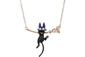 Babigo Studio Ghibli Kiki's Delivery Service Jiji Hanging on Broom womens Necklace