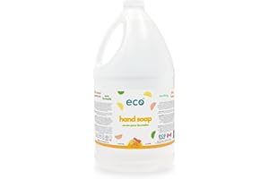 Eco Hand Soap, Citrus Scented, Bulk 4L Refill Size, Plant Based, Made in Canada, Moisturizing, Biodegradable, Suitable for Al