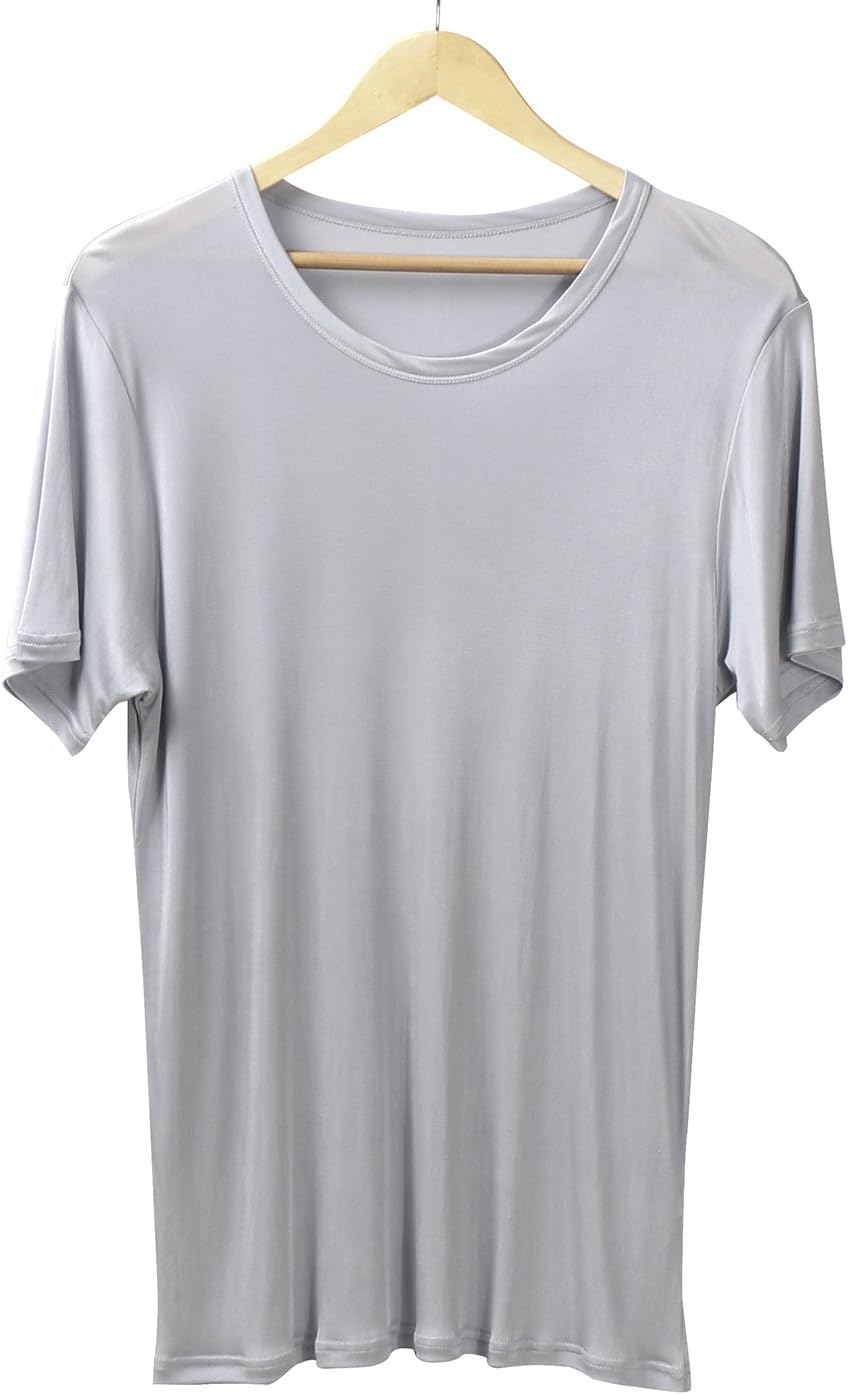 Men's Pure Mulberry Silk Knit Crewneck T-Shirts Men Undershirts