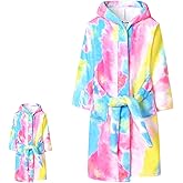Jxstar Matching Girls&Doll Bathrobes Kids Robes Plush Fleece Pajamas Sleepwear
