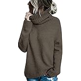 FISACE Womens Oversized Turtleneck Pullover Sweater Cable Knit Long Sleeve Sweater Tops