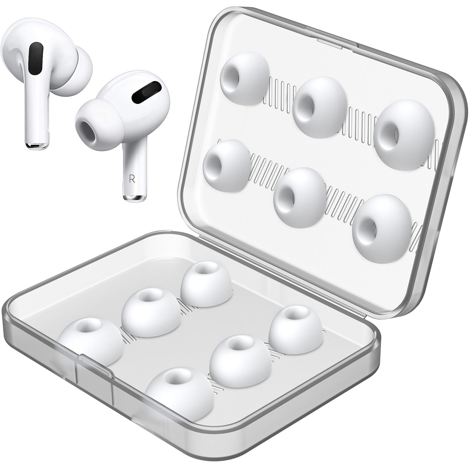 New Bee 6 Pairs Replacement Ear Tips Replacement Earbuds compatible with AirPods Pro and Airpods Pro (2nd generation) (SML, Silicone)