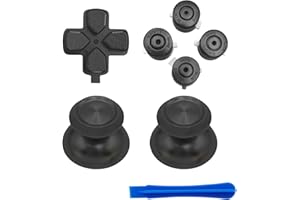 E-MODS GAMING Metal Thumbsticks D-pads ABXY Buttons Repair Kits for PS5 Controller - Replacement Aluminum Action buttons & Analog Joystick & Directional Pads for PlayStation 5 Controller (Black)