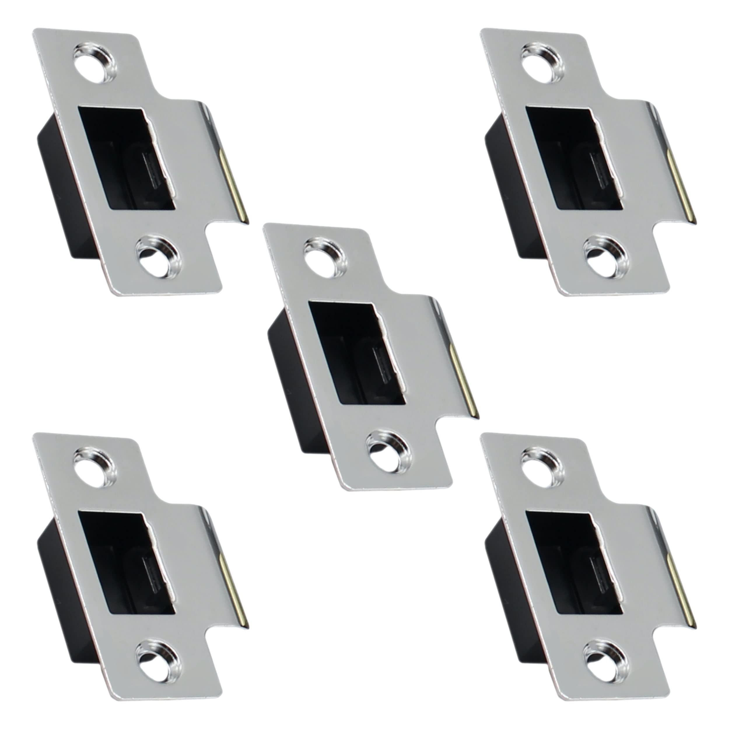 Strike Plate Polished Chrome Latch Door Frame + Dust Box + Matching Screws (5)