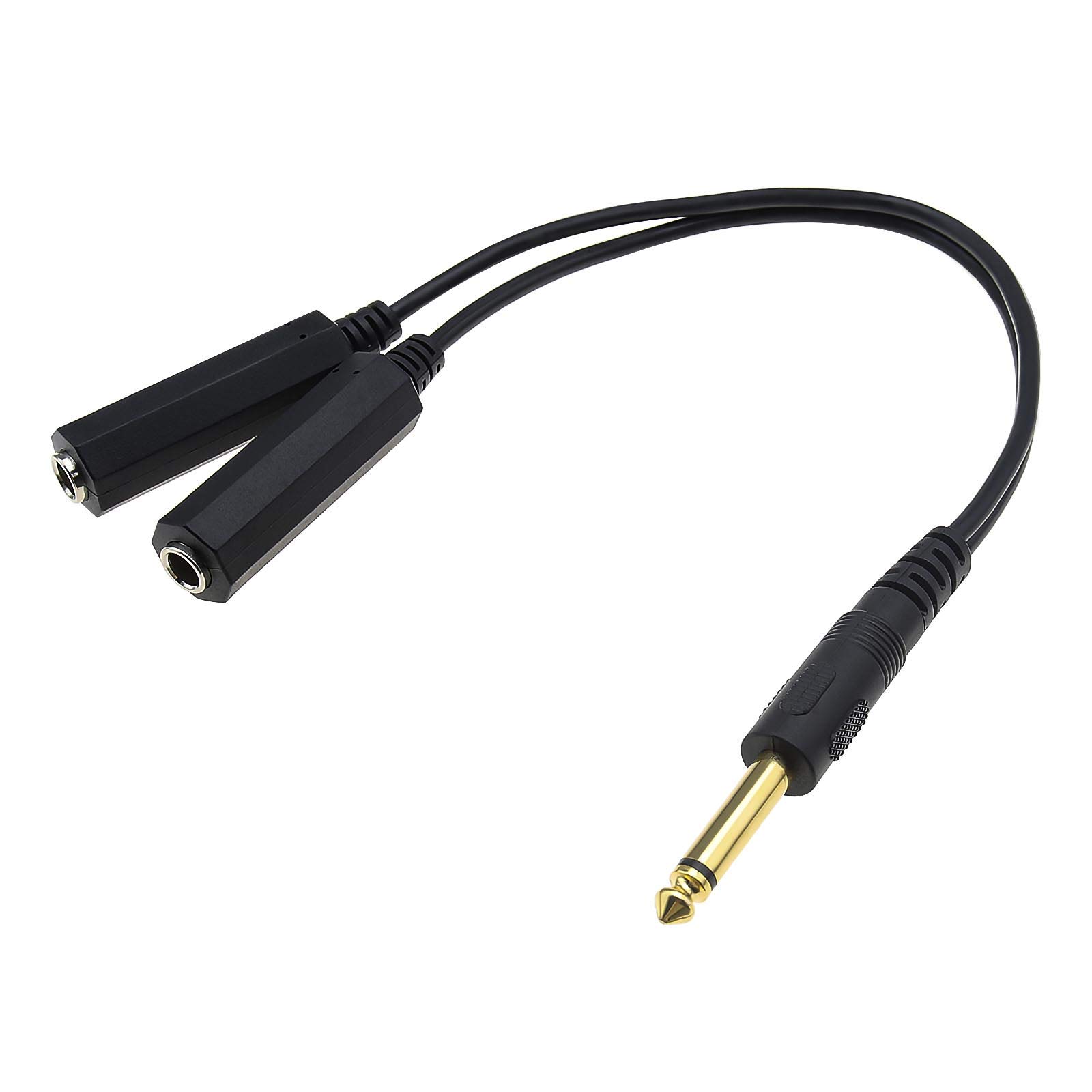 The Lord of the Tools 6.35mm 1/4 Inch Mono Male to Dual Female Jack Sockets Audio Adapter Splitter Cable 30cm Conversion Extension Cord Gold-plated Plug