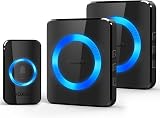 VOXON Wireless Door Bell Kit 1300ft IP65 Waterproof 2 Receivers LED Flash
