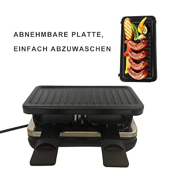 Barbacoa Eléctrica Raclette de de piedra GRILL – Parrilla Sin Humo Party Grill 380 W –