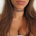 Zoestar Choker Necklace 2 Layered Black Velvet Collar Necklaces for Women