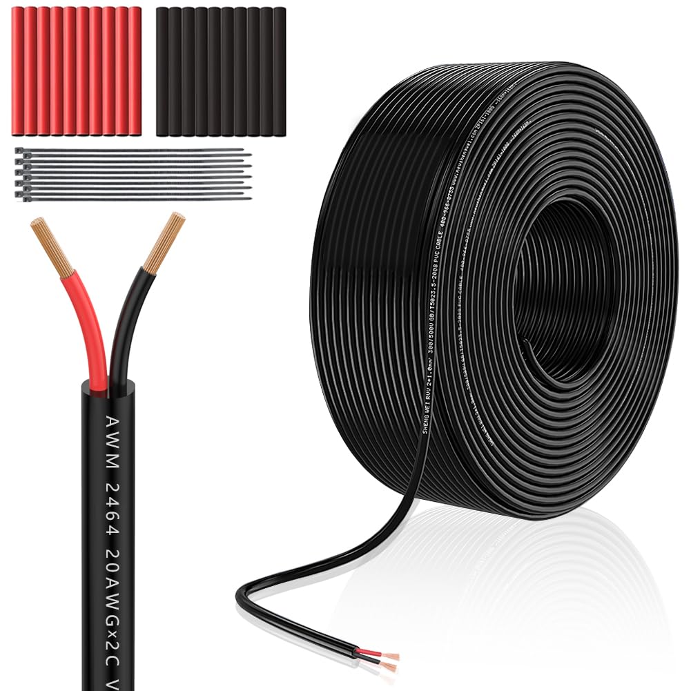 Photo 1 of 20 Gauge Wire 2 Conductor Electrical Wire 30 Feet,Oxygen-Free Copper Cable 20AWG Stranded Pure Copper Low Voltage Wire for LED Strips Lamps Lighting Residential Wiring car Circuit