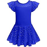 Zaclotre Girls Ballet Leotards Ruffle Sleeve Sparkle Dance Leotard Toddler Ballerina Dress Outfits
