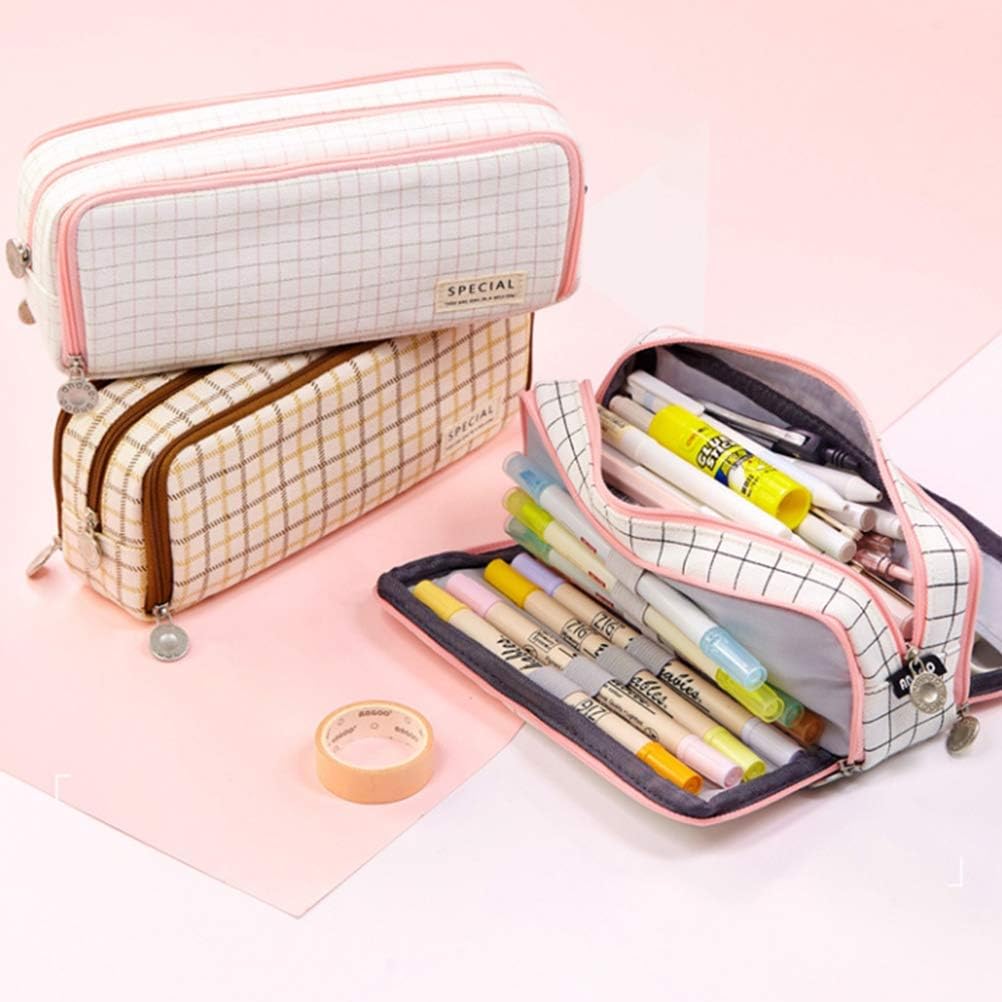 Amazon 21最新版 ペンケース 筆箱 ツールペンケース 大容量 鉛筆ケース多層キャンバス文房具箱収納袋 文具 多機能 化粧ポーチ 女の子 子供 小学生 中学生 高校生 大学生 社会人用 学生用 筆入れ おしゃれ シンプル 入学 通学 ペン箱 文具収納 軽量 日本在庫あり
