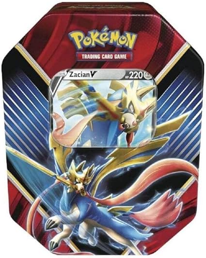 Amazon Com Pokemon Tcg Legends Of Galar Summer Tin Featuring Zacian Toys Games