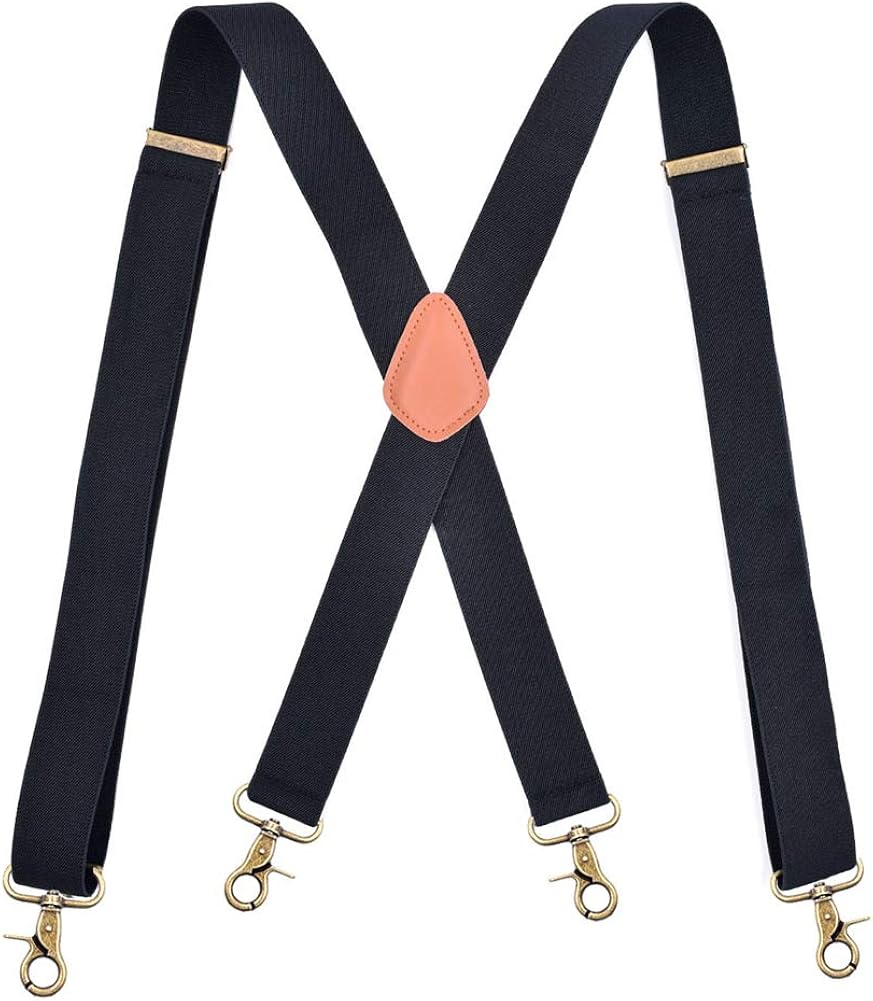 Men's 1.4 Inch Trigger Snap Suspenders X Shape with 4 Bronze Swivel