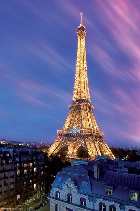 Amazon Com Pyramid America Eiffel Tower At Dusk Paris France Laminated Dry Erase Sign Poster 12x18 Posters Prints