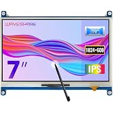 waveshare 7inch Resistive Touch Screen LCD Compatible with Raspberry Pi 4B/3B+/3A+/2B/B+/A+/Zero/Zero W/WH/Zero 2W CM3+/4 Series Boards 1024&times;600 Resolution HDMI IPS Supports Windows