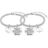 2PCS Daughter Mother Gift Bracelet Mothers Day Gifts for Mom Daughter Stainless Steel Bracelet Christmas Birthday Gift for Mother Daughters Graduation Gift for Daughters Bracelets Gifts for Mommy
