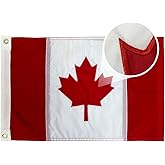 AMZFLAG Canadian Flag 12x18 Inch for Boat, Embroidered Canadian Boat Flags Heavy Duty, Double Sided Small Canada Flag Maple Leaf with Sewn Stripes 2 Brass Grommets