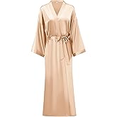 MizzGenio Women's Long Silk Robes Lightweight Long Satin Robes Full Length Sleepwear Dressing Gown