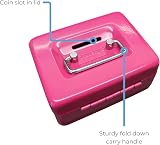 Cathedral Products Key Lockable Cash Box 4 Inch Pink with Coin Slot Tray view 3