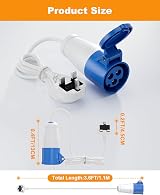 ROOTOMA Camping Electric Hook Up Cable 16Amp to 13Amp Adapter 1M 230V UK Plug view 4