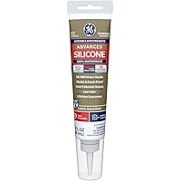 GE GE286 Advanced Silicone 2 Kitchen & Bath Sealant Caulk Squeeze Tube, 2.8oz, Almond
