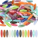 SOFPLATE 1 Box About 100Pcs Gemstone Tube Beads Acrylic Tube Beads Bulk Loose Plastic Oval Shaped Colorful Smooth Opaque Stone Spacers for Jewelry Making Findings Necklace Bracelets Adults Beginners