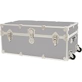 Rhino Classic Camp &amp; College Trunk with Wheels, Footlocker, Dorm Storage | 30"L x 17"W x 13"H, 1500+ lb Capacity, Baltic Birch Plywood, Nickel Plated Steel, Lockable, College Dorm, Summer Camp