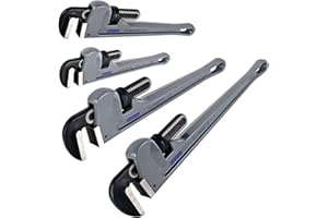 KARRYTON Aluminum Pipe Wrench Set, 10" 14" 18" 24"(4 Pack) Adjustable Straight Handle Plumbing Wrench Set, Heavy Duty Plumbers Tool with Drop Forged Jaw,Exceed the Standard GGG