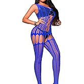 EHSUYAB Women Sexy Fishnet Bodysuit, Hollow Out Body Stocking Sheer Lingerie Full Body Jumpsuits, Going Out Club Rave Outfits