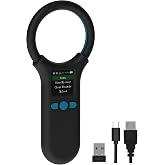 Rabitpos Pet Microchip Scanner Animal Universal Microchip Tag Reader Black | 1.44&rdquo; TFT Screen, 500 Pieces Data Storage, 800mAh Rechargeable Battery, 3-in-1 Connections